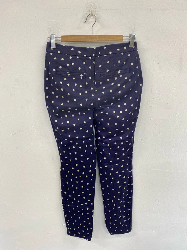 White Stuff Fabulous Navy & Cream Polkadot Skinny Trousers UK 8 MM005