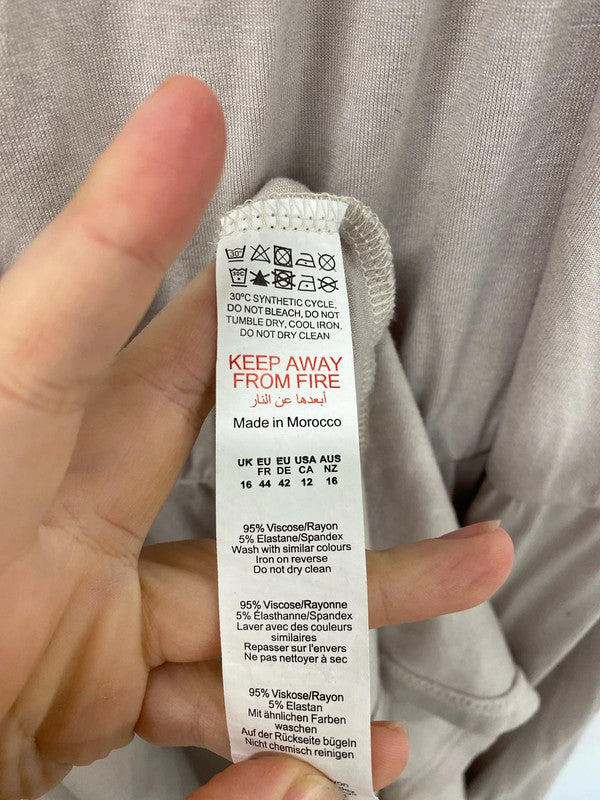 Boohoo Stylish Taupe Tiered Dress UK 16 JB005