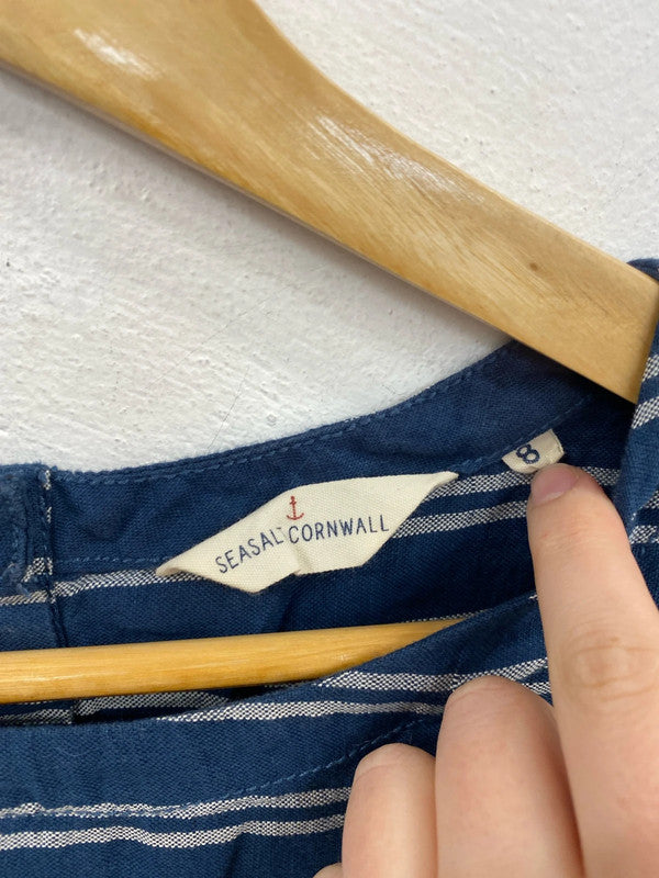 Seasalt Cornwall Chic Hendra Vean Blue Stripe Dress UK 8 MM005