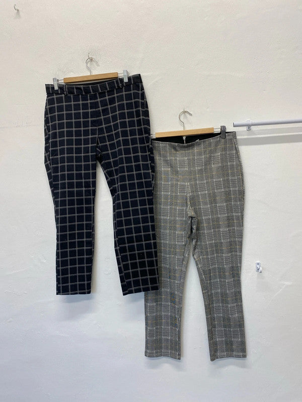 Fabulous duo of checked H&M slim fit trousers Uk16 W34 #26 KM003