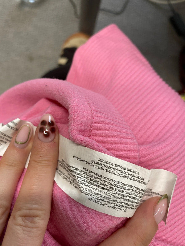 Lovely Primark pink seamless ribbed dress UK L SD001