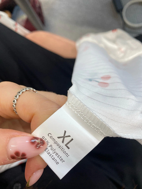 Lovely duo coord cherry pyjamas white Shien UK XL #42 LD003