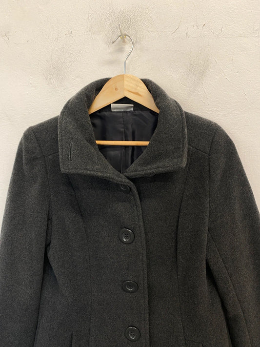 Lovely atmosphere grey wool blend pea coat UK 12 GK002