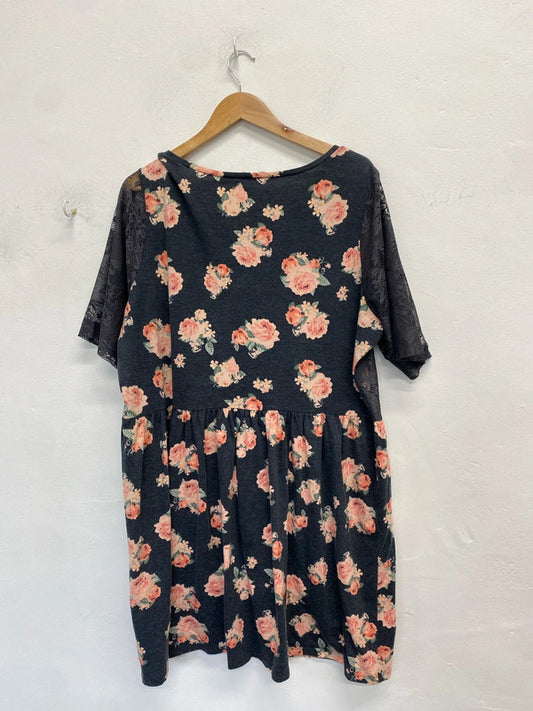 Lovely George grey rose floral dress UK 24 NC001