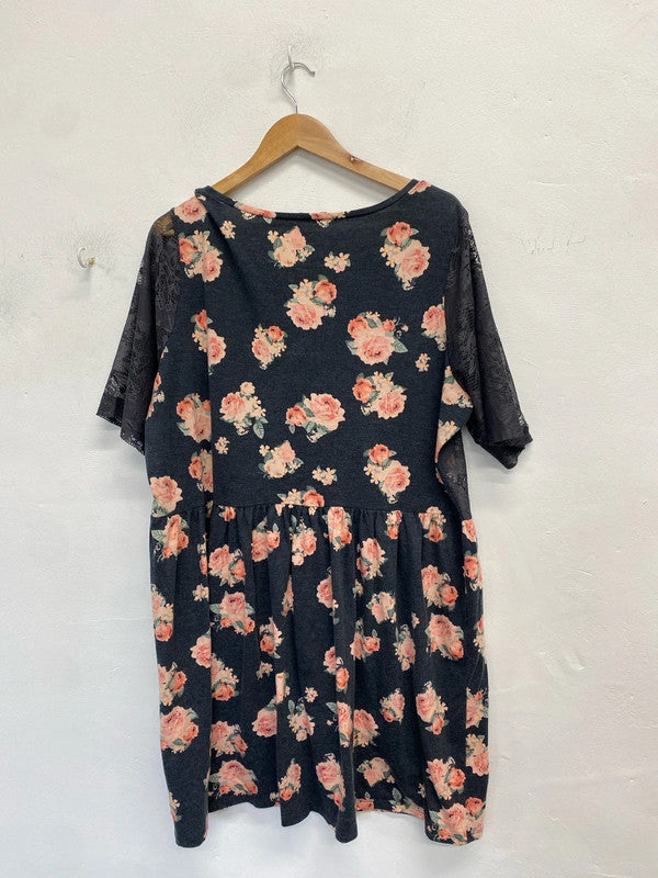 Lovely George grey rose floral dress UK 24 NC001