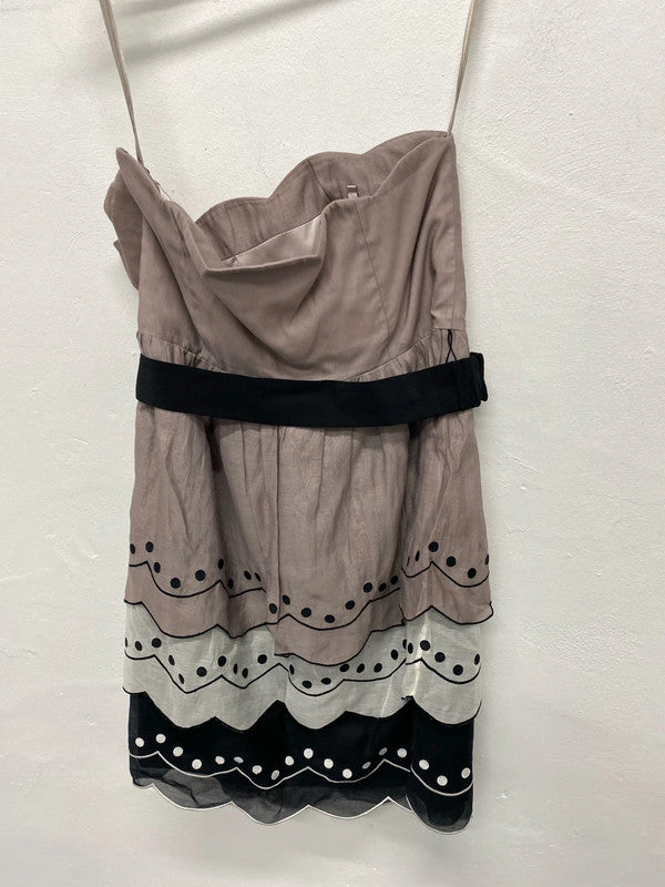 Fabulous Coast tiered mini Ballgown Uk16 soft mauve FR001