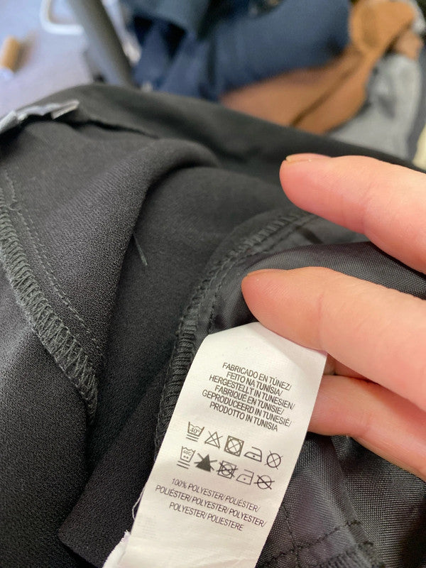 Fabulous black wide leg cropped oriental vibe trousers Uk18 Primark IM001