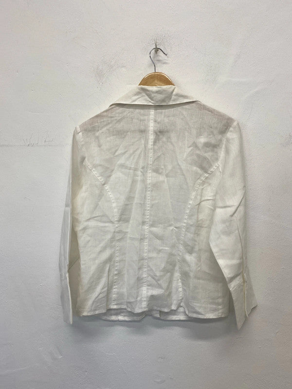 Tracy M Stylish Ivory Linen Shirt Size L KM005