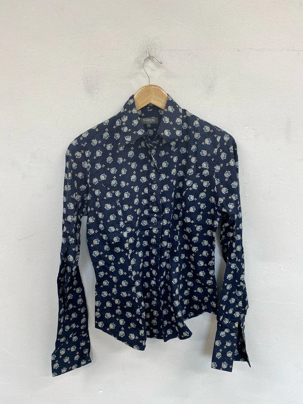 TM Lewin Elegant Navy Botanical Pattern Shirt UK 10 MM005