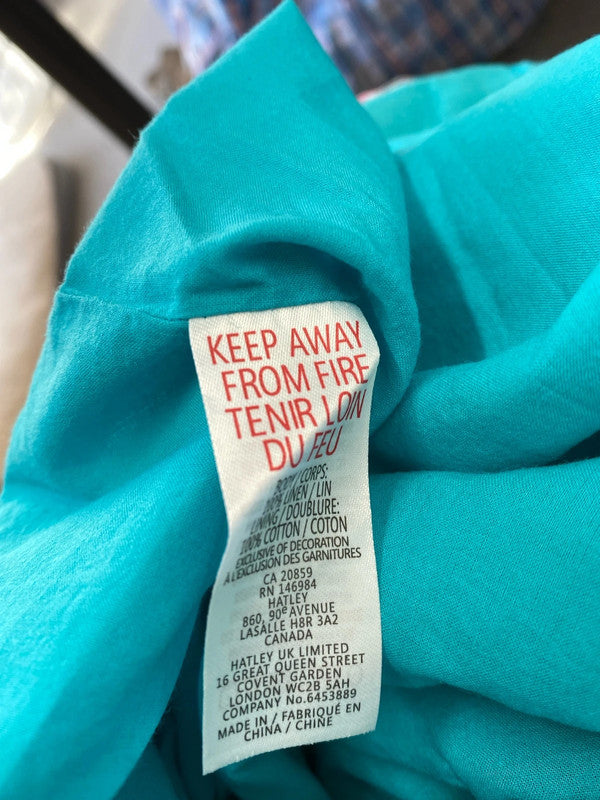 Fabulous Hatley turquoise embroidered summer dress Uk10 LW005