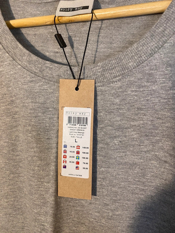 Noisy May T shirt Dress BNWT Uk L Grey LB001