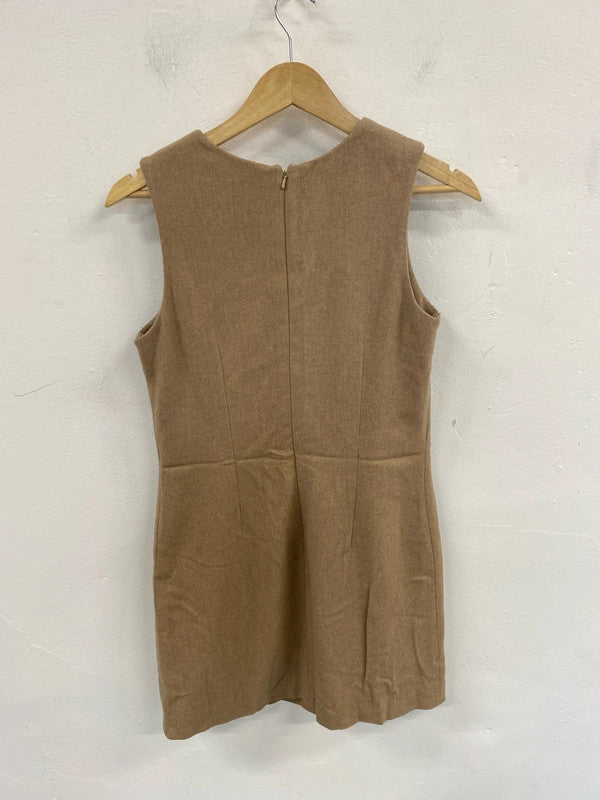 French Connection Elegant Tan Wool Blend Sheath Dress UK 10 AG006