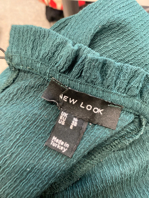 Stunning new look Forrest green frill midi dress UK 10 JH001