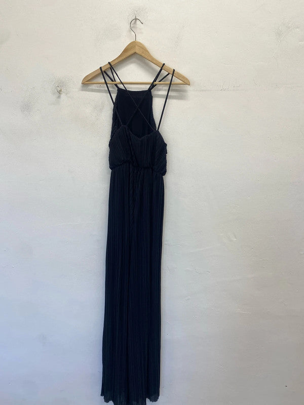 Stunning next navy pleated midi jumpsuit cross shoulder UK 10 MB001