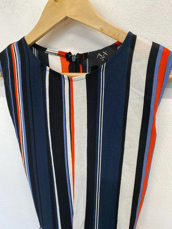 Fab A X Paris striped Playsuit sunset vibes Uk14 crepe GW001