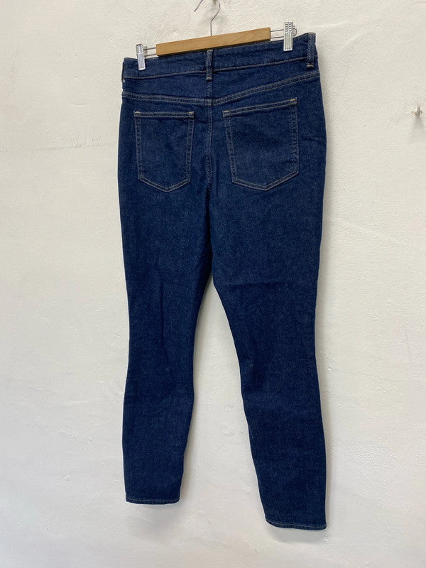 Fabulous H&M dark blue tapered denim jeans Uk16 KM003