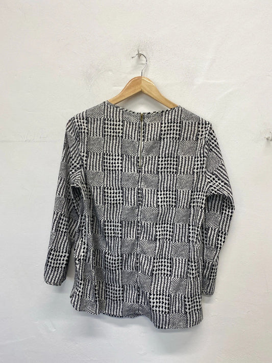 Sfera Stylish Black & White Houndstooth Check Blouse Size L KM005