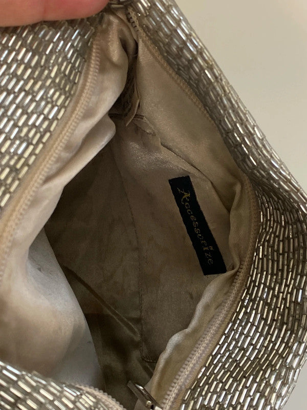 Accessorize Fabulous Silver Beaded Clutch NC001