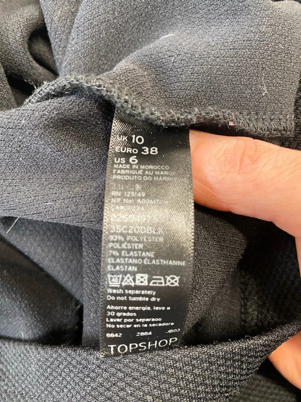 Fabulous TopShop black mini dress assymetric Uk10 Y2K LD003