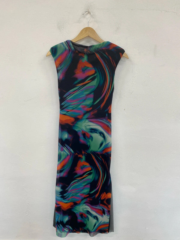 Zara Gorgeous Artsy Mesh Sheath Midi Dress Size S SD02