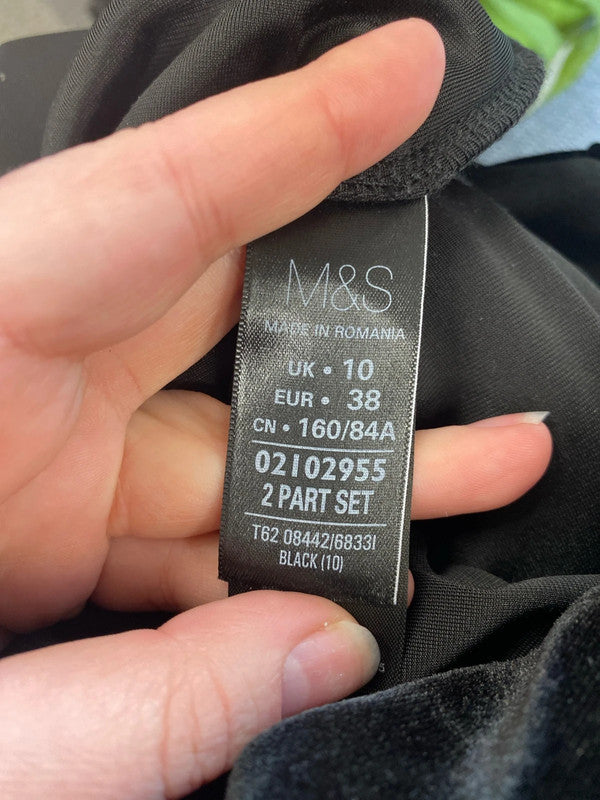 Per Una Elegant Black Velvet Jumpsuit UK 10 MB001