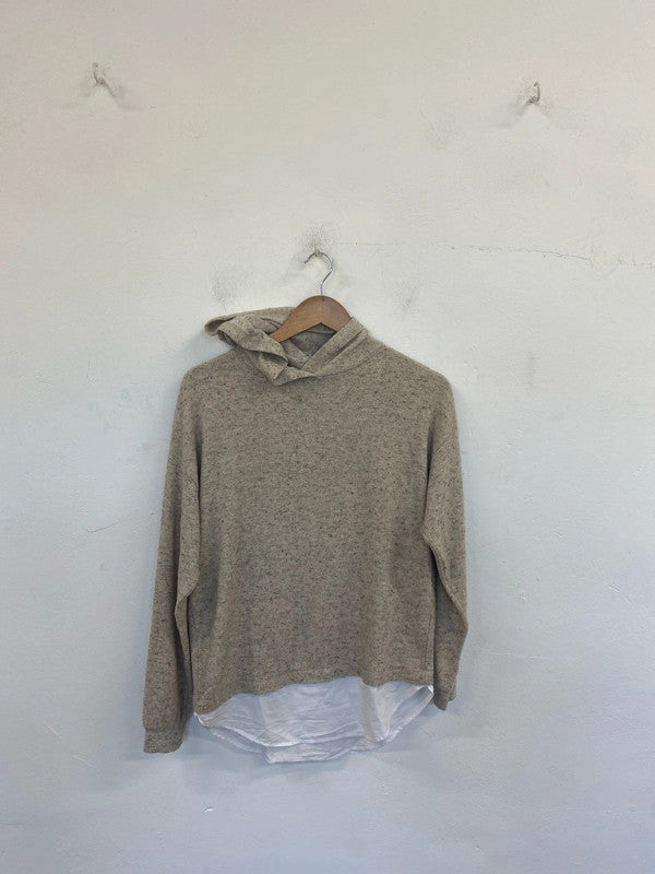 Zara Chic Beige Marl Hooded Jumper Top Girls Age 13-14 GK002