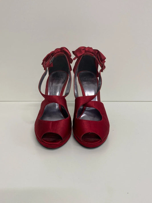 Carvela Elegant Red Satin Bow Detail Heels UK 5 AE001