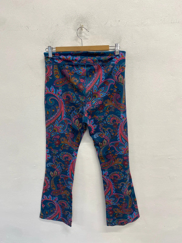 Fabulous funky Joe browns blue pink swirl flare leggings UK 10 MM005