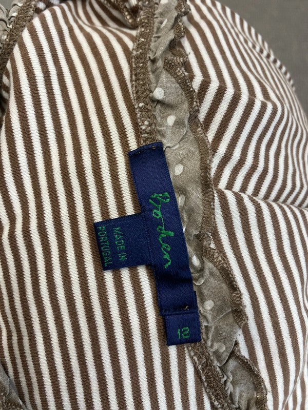 Lobely Boden brown striped frill hem top UK 12 MM005