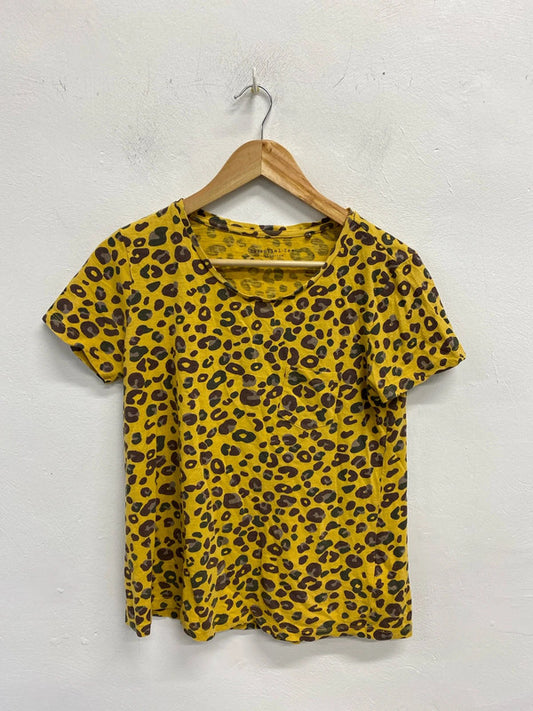 Fab Y2K yellow leopard T shirt Uk12 principles KD001