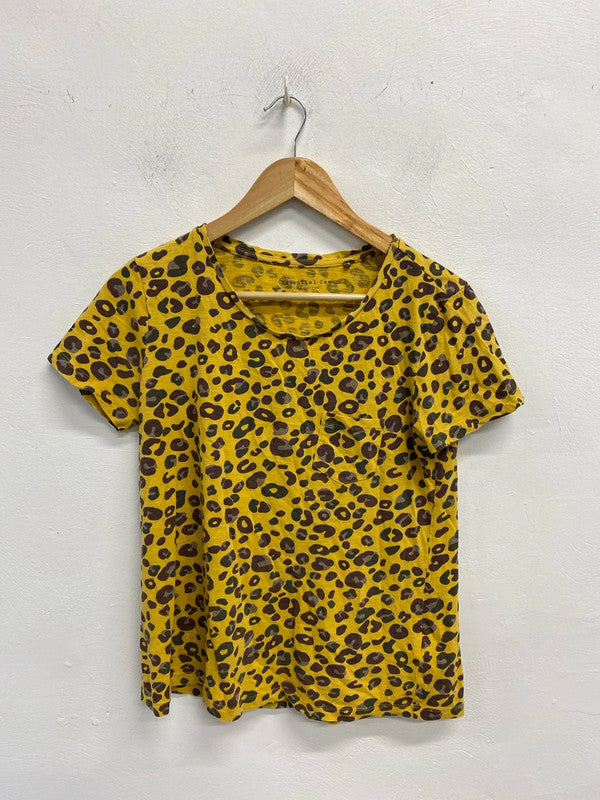 Fab Y2K yellow leopard T shirt Uk12 principles KD001
