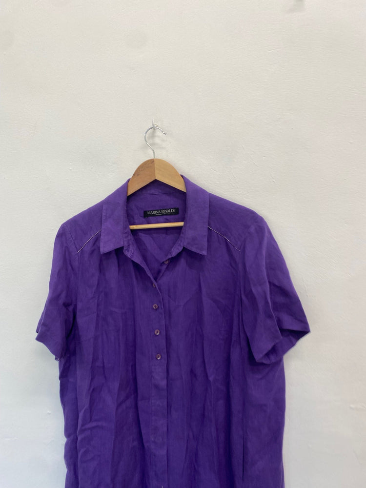 Fabulous MARINA RINALDI Dress UK 20 Purple button SO001