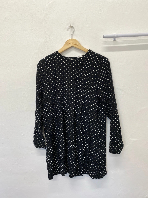 Fabulous spotty tunic top Uk18 new from H&M pleated details IM001