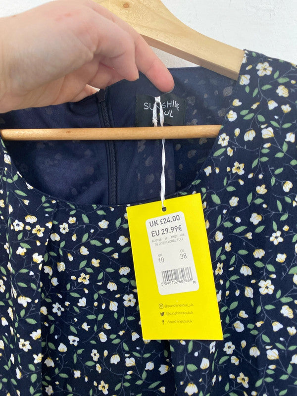 Sunshine Soul Fabulous Black Floral Mini Dress UK 10 JH001