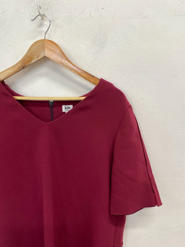 Gorgeous kin by John Lewis burgundy midi dress UK 14 MD002