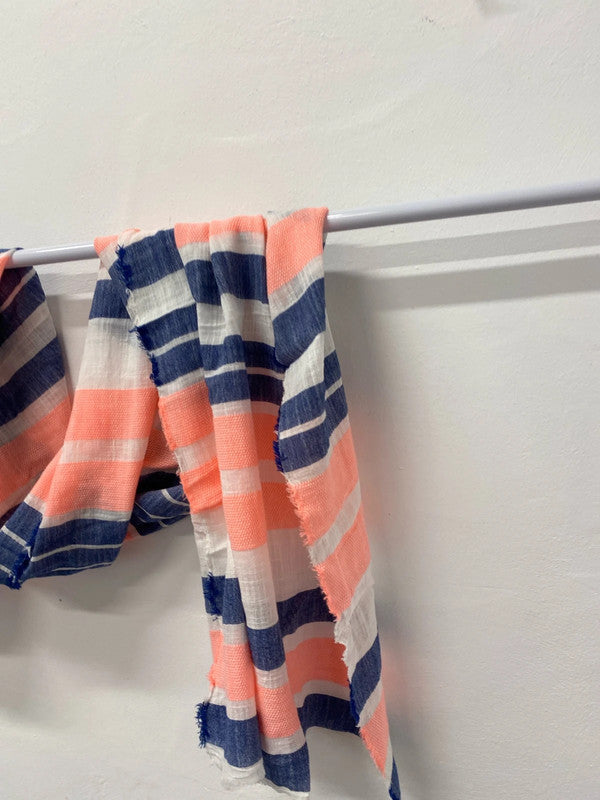 Fabulous cotton blend neon & blue summer scarf colour pop JW002