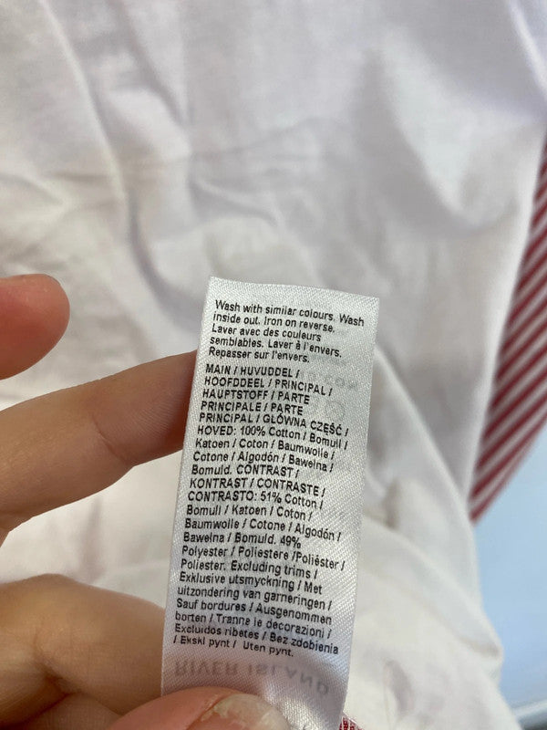 River Island Chic White & Red Stripe Shirt UK 14 LN001