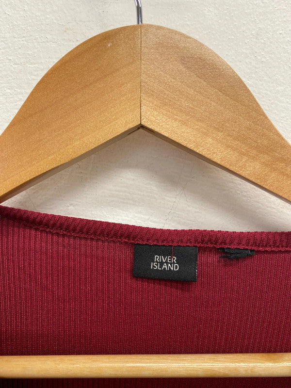 Stunning river island red pleated dress v neck mini dress UK 8 KM004