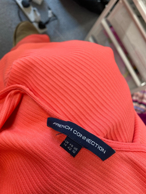 Lovely French connection ribbed pink pleated dress UK 14 KN003