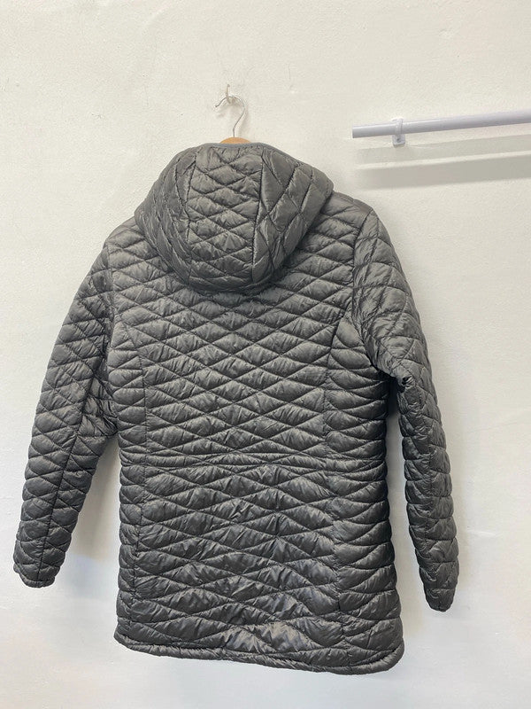 Fabulous Steve Madden silver quilted puffer jacket faux fur lining UkL (16) MW001