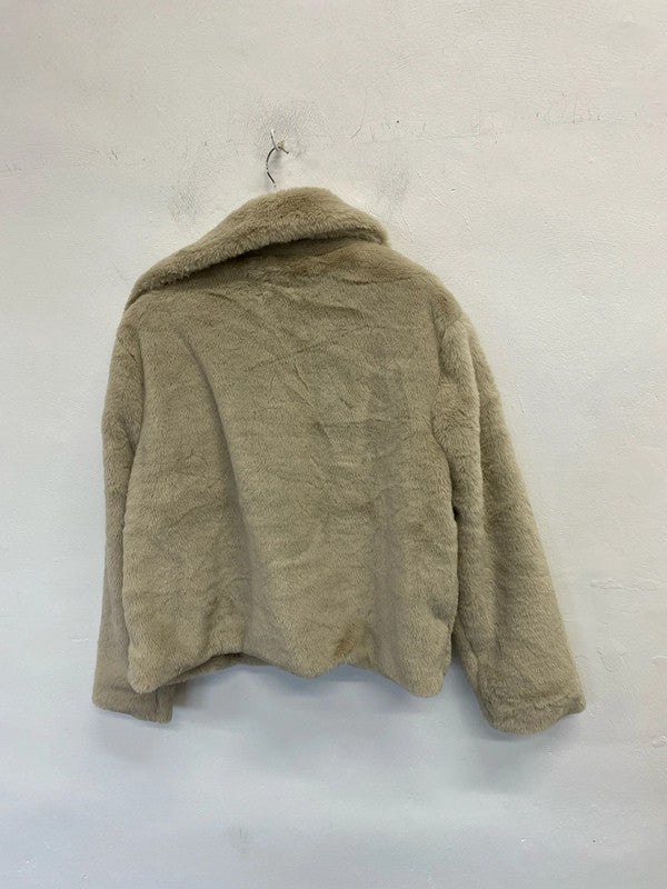 Stunning quiz beige fur coat UK 16 LG006