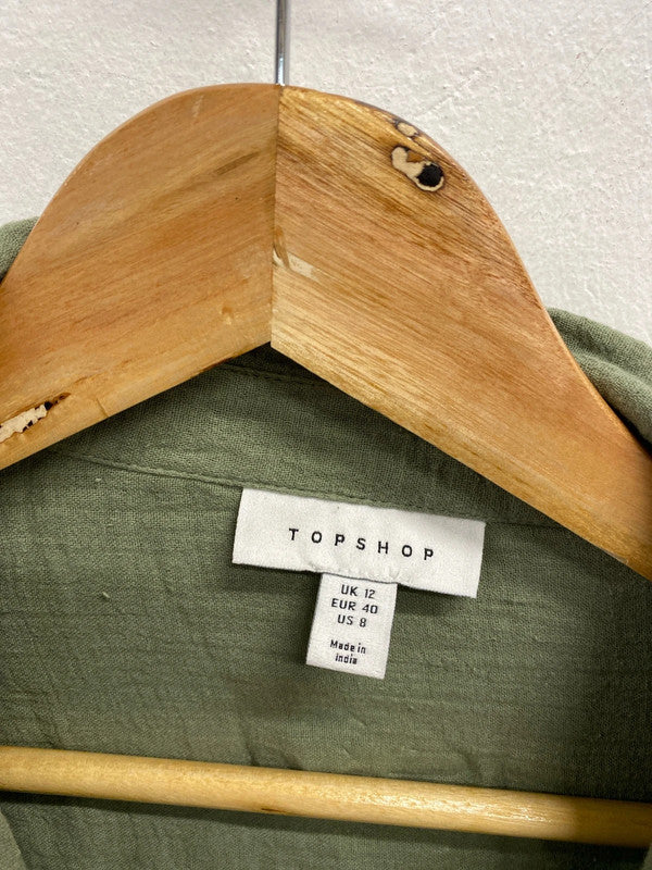 Lovely Topshop khaki textured shirt UK 12 KS002