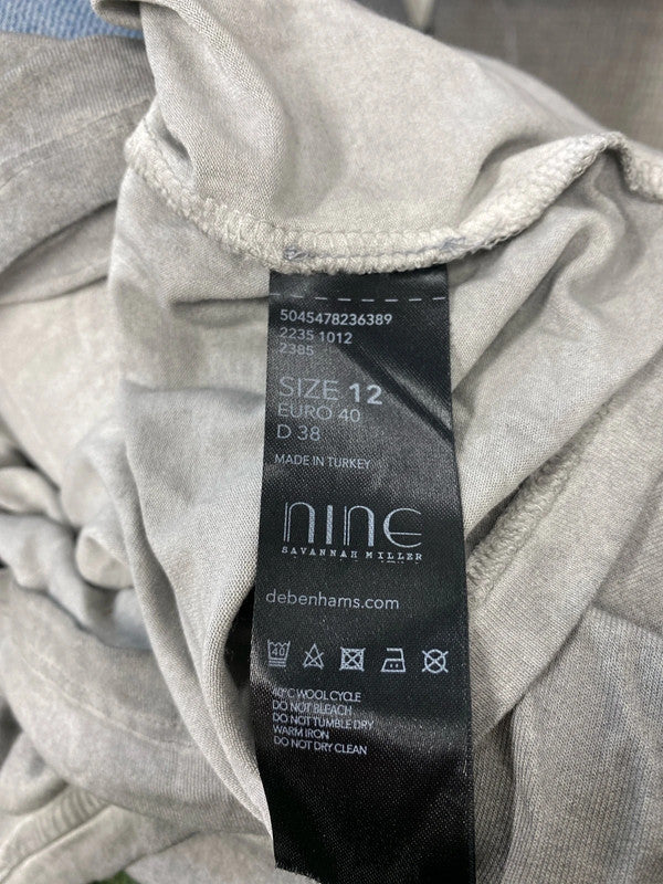 Fabulous Grey alternative punk sequin t shirt Uk12 Nine KD001