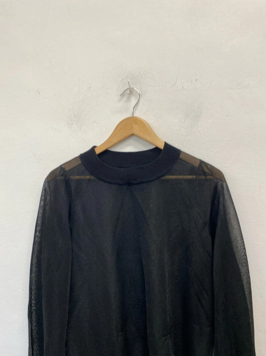 Lovely H&M semi sheer black frill sleeve top UK S JB001