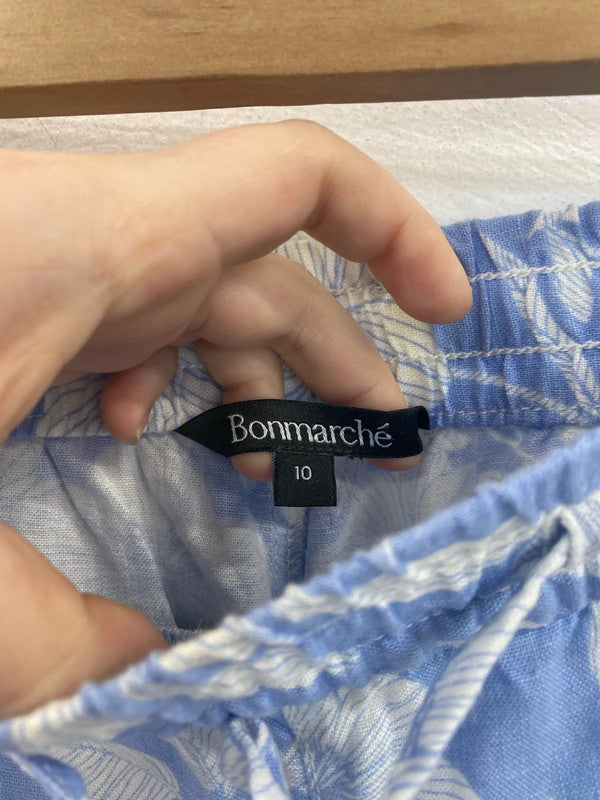 Bonmarche Stylish Light Blue Floral Trousers UK 10 GK002