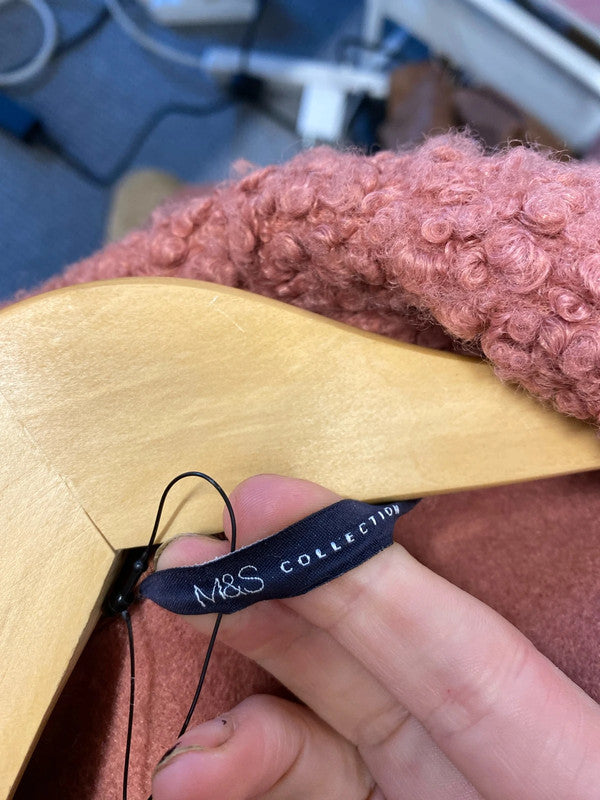 Fabulous M&S soft coral pink Teddy Coat Uk12 JR001