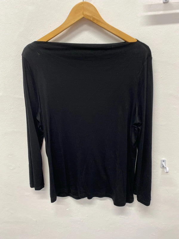 Fabulous Super Black slash neck top by Reiss UkL GJ001