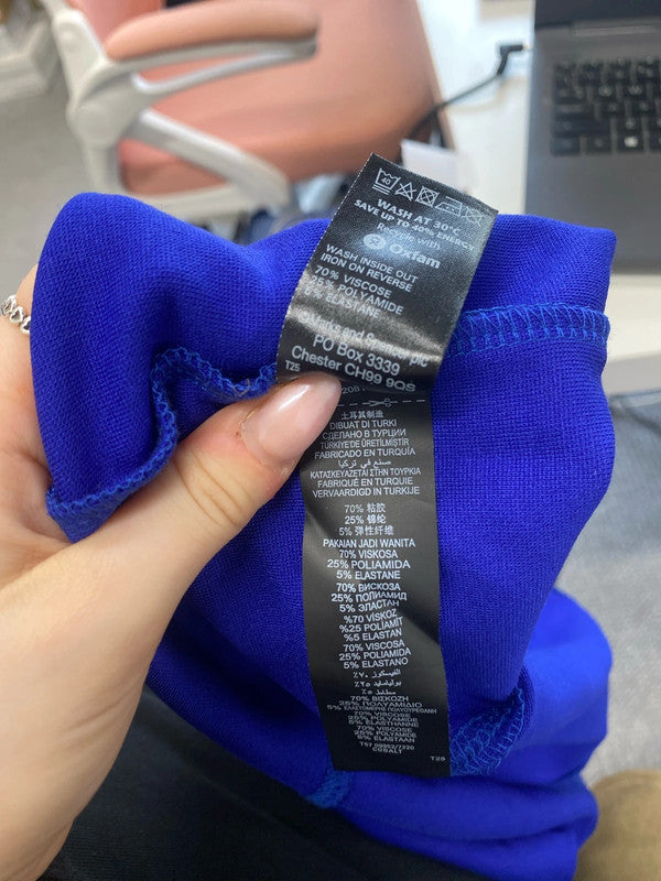 Lovely Marks & Spencer blue mini skirt office vibe UK 12 LW005