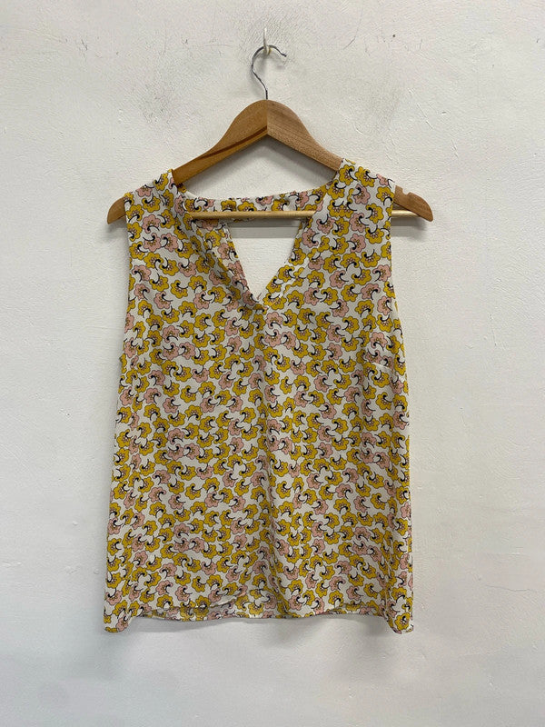 Lovely Tu yellow floral cami top UK 14 KS003