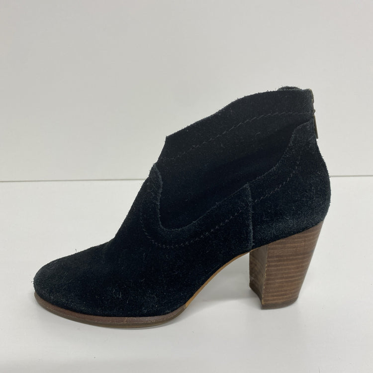 UGG Charlotte Black Suede Block Heel Ankle Boots Size UK 7.5 KD001